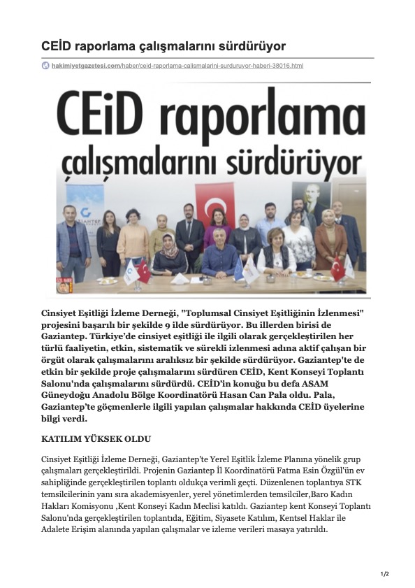 CEİD Raporlama Çalışmalarını Sürdürüyor