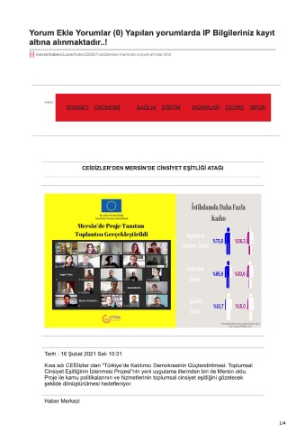 CEİDİZLER’DEN MERSİN’DE CİNSİYET EŞİTLİĞİ ATAĞI