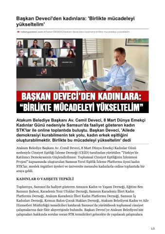 Başkan Deveci'den kadınlara: 'Birlikte mücadeleyi yükseltelim'